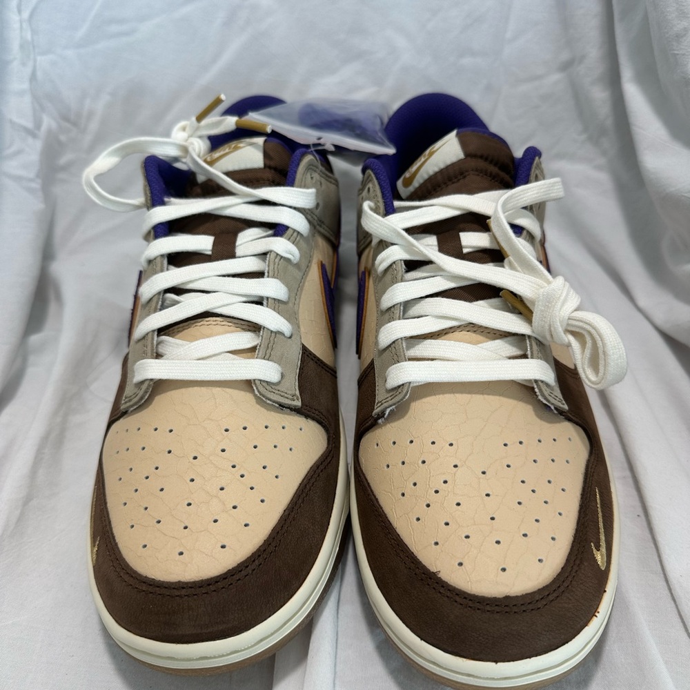 Nike Retro Brown and Cream Sneakers with Perforated Details